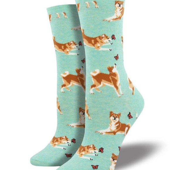NWT Cute Socksmith Shiba Inu Crew Length Socks Kawaii Dog Stocking Stuff… - Picture 1 of 4